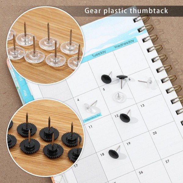 100 stk Gear Plastic Tacks Push Pins SORT black