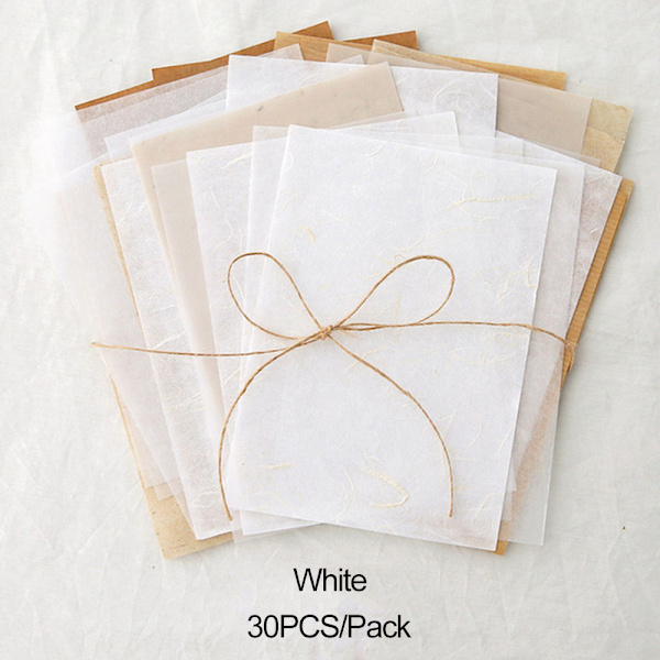 30 STK Scrapbooking Tissue Papir Specialmateriale HVID HVID white