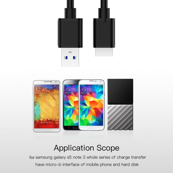 USB 3.0 til Micro B-kabeldataledning 2M 2m