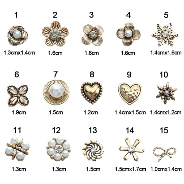 10 STK Pearl Button Rhinestone-knapper 2 2