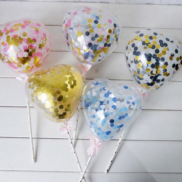 5 STK Ballon Kage Topper Konfetti Ballon FARVE 1 FARVE 1 Color 1