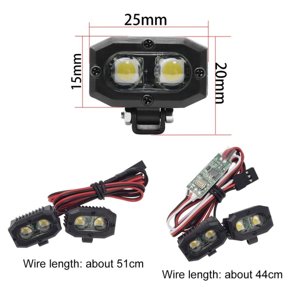 Lys Forlygte Spotlight RC Lastbil Lys RECTANGLE 2-LIGHTS Rectangle 2-Lights