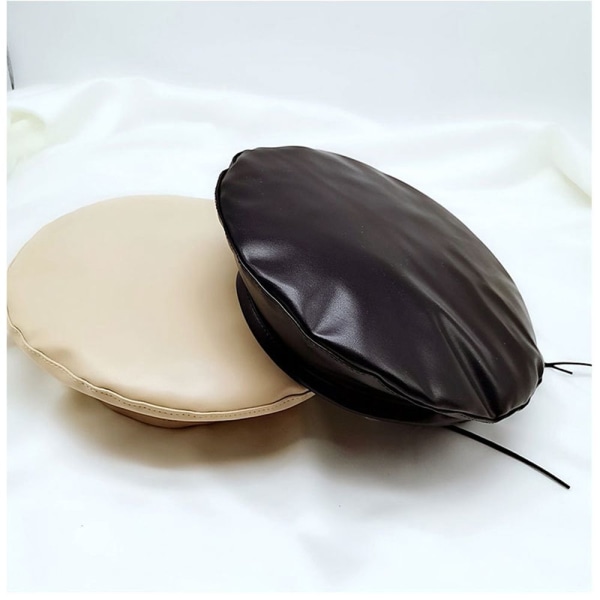 Cap PU Läder Basker BEIGE Beige