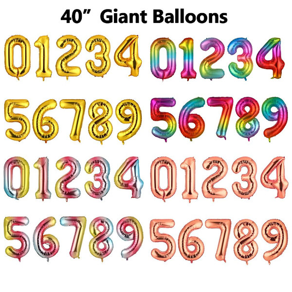 40" Nummer folieballon ciffer helium MULTICOLOR NUMMER 7 NUMMER multicolor Number 7-Number 7