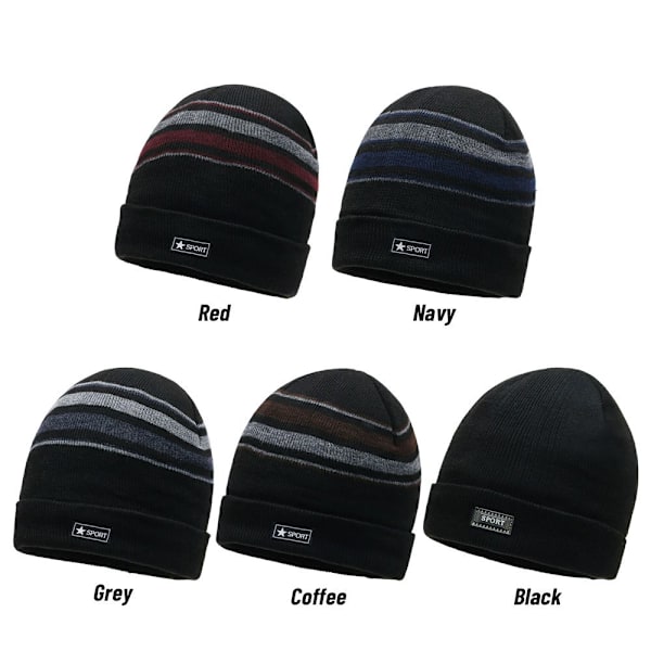 Neulotut Stripe Beanies Talvi Syksy Hatut PUNAINEN Red