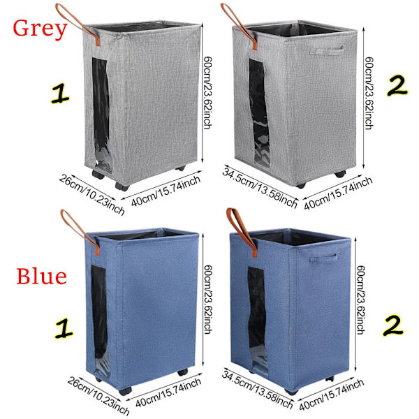 Rolling Wheels Laundry Hamper Vaatekori SININEN 2 Blue