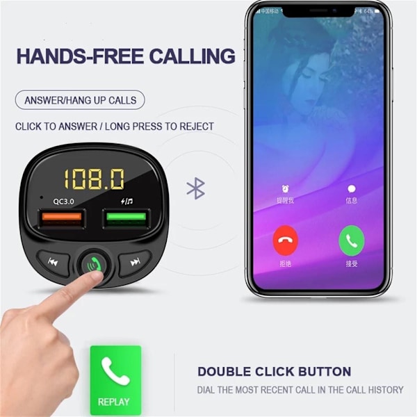 Bluetooth FM-lähetin autosarja FM-sovitin AA A
