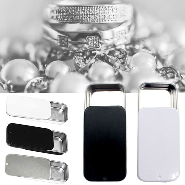4st Aluminium Plåtburk Kosmetikbehållare SVART 60X35X10MM Black 60x35x10mm