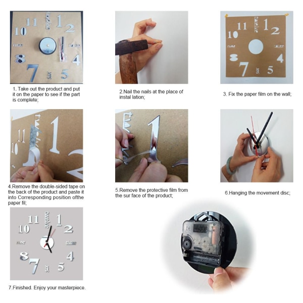 DIY väggklocka Spegelyta 5 5 5