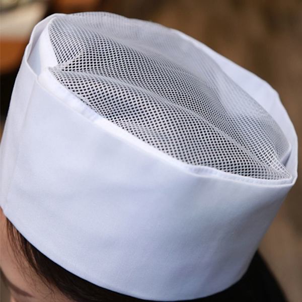 Mesh Top Skull Cap Catering Chef Hatt VIT 1 1 White 1-1