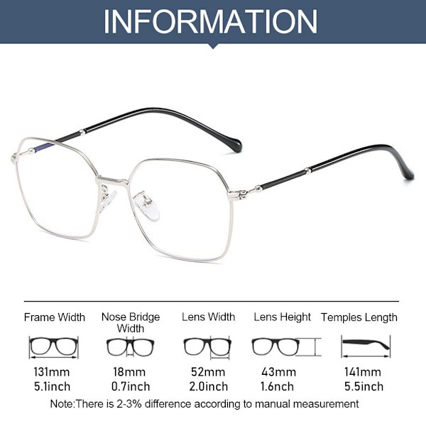 Anti-Blue Light Glasses Ylisuuret silmälasit MUSTA Black