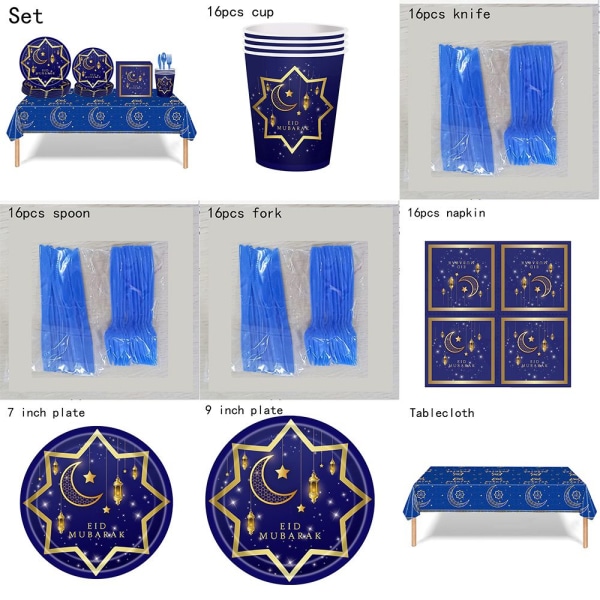 Eid Mubarak Dekoration Bunting Garland 16 ST SERVET 16 ST SERVET 16pcs napkin