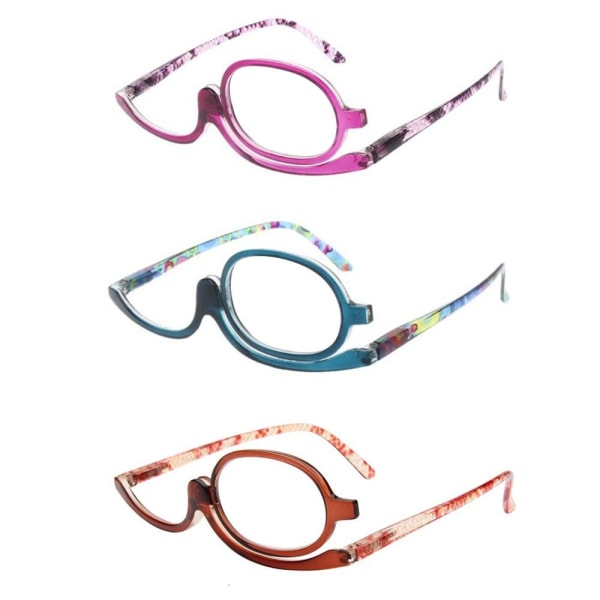+1,50~+4,0 Dioptri Roterende Makeup Læsebriller Foldning Blue Strength 4.00-Strength 4.00