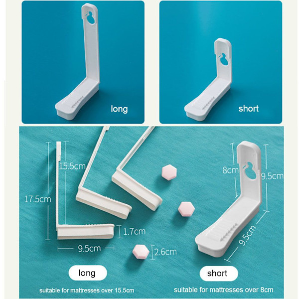 4 STK Sengelagen Clip Sheet Spænde LANG HVID LANG HVID long white