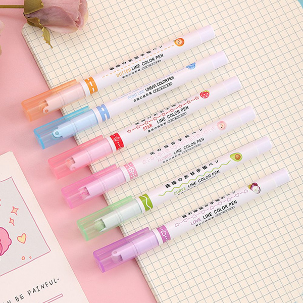 6PCS Curve Highlighter Penna Markers Penna Flera former