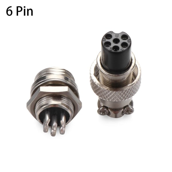 1Par Aviation Socket Plugg GX12 Hann & Kvinne 6 PIN 6 Pin