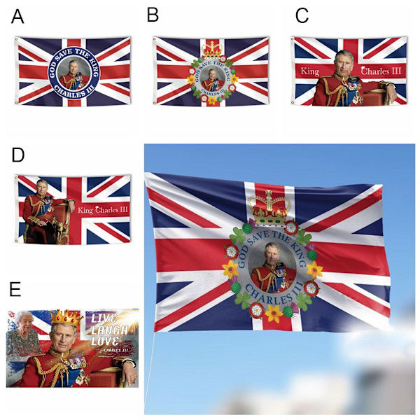 King Charles 111 Flagga Drottning Elizabeth Flaggor D D