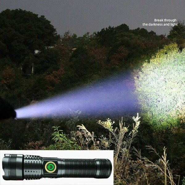 Kraftig LED lommelygte Zoom lommelygte Power Display