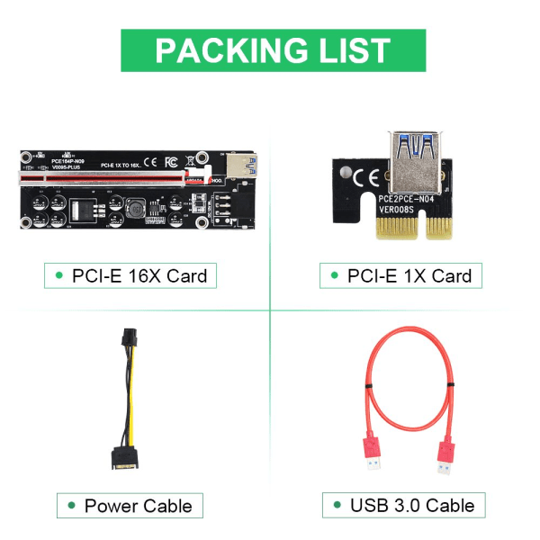 PCI-E Riser Card VER009S Plus RED Red