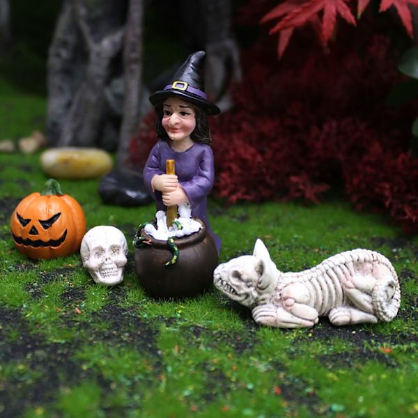 Halloween Witch Figuurit Kissan luuranko Skull Bones