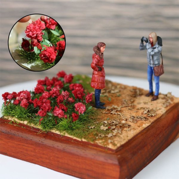 Miniatyyri kukkaklusteri Staattiset ruohotupit ROSE RED rose red