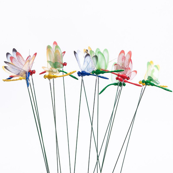 5/10 STK kunstig guldsmede-simuleringssommerfugl med stilk blue 10PCS Dragonfly