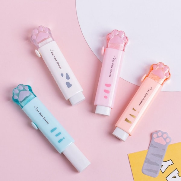 2 STK Eraser Kawaii Cat Paw HVIT White