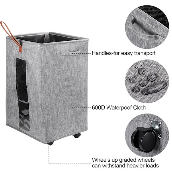 Rolling Wheels Laundry Hamper Vaatekori SININEN 2 Blue