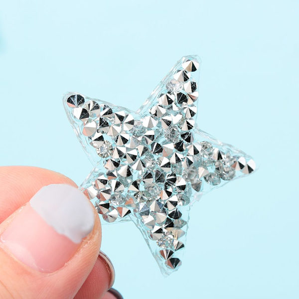Rhinestone Patches Tøj Tilbehør Hotfix SØLV 6CM silver 6cm