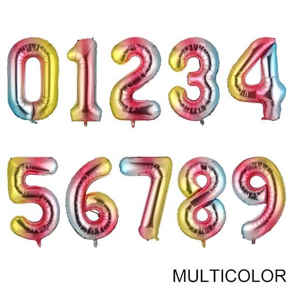 40" Nummer folieballon ciffer helium MULTICOLOR NUMMER 7 NUMMER multicolor Number 7-Number 7