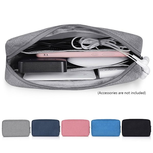 Opbevaringstaske Gadget-enheder Taske Digitalt tilbehør LYSGRÅ Light Grey 23 X 11cm