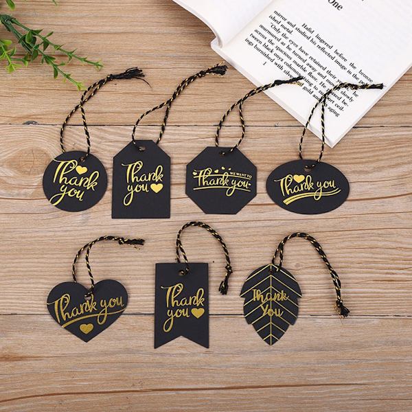 100 kpl Kiitosmerkit Kraft-lahjakortit MUSTA 02-SOIKEA 02-OVAL black 02-Oval-02-Oval