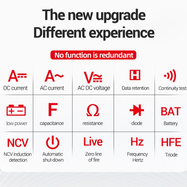 Digital Smart Multimeter Strömspänningsmätare RÖD Red