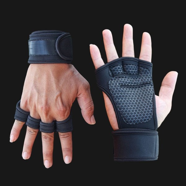 Gym Handskar Handledsträning Fitness SVART L Black L