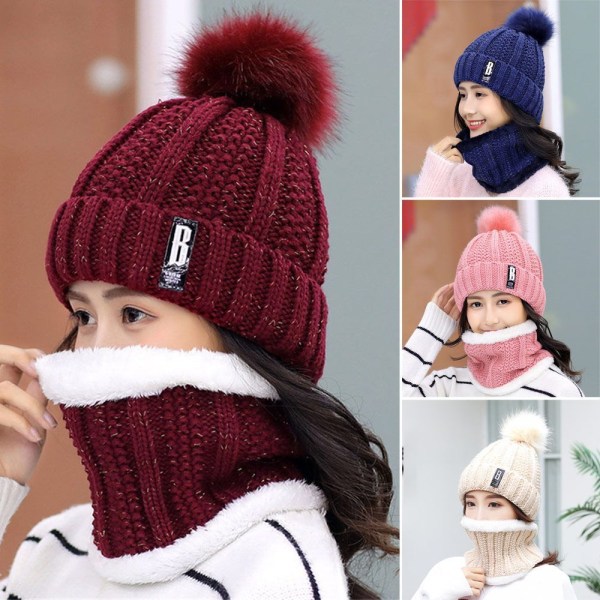 Mössa Scarf Set Snow Ski Cap ROSA HATT pink hat