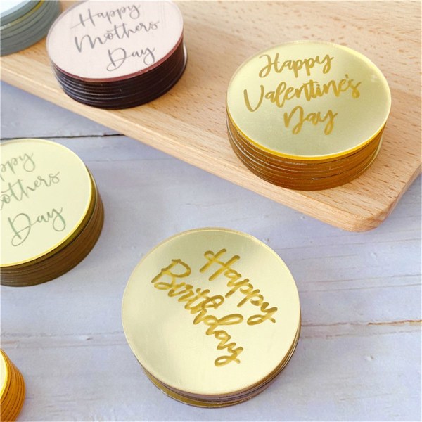 10 stk Cake Topper Tillykke med fødselsdagen GULD 2 GULD 2 gold 2