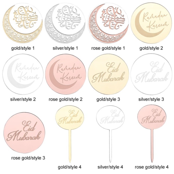 10st Cakecup Toppers Tårtdekoration GULD STIL 3 STIL 3 gold style 3-style 3