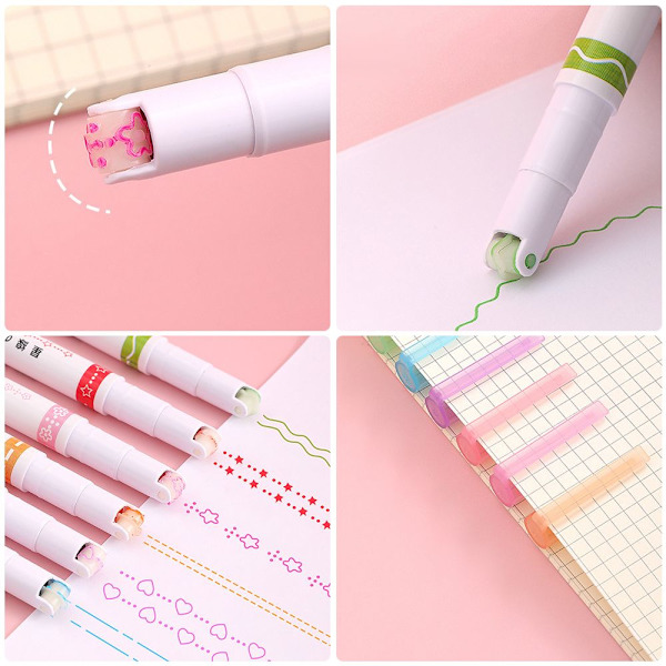 6PCS Curve Highlighter Penna Markers Penna Flera former
