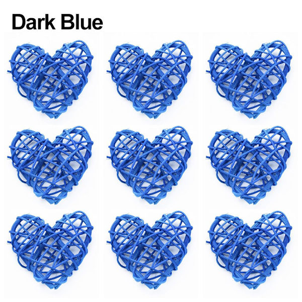 10 STK Kunstig Rattan Hjerteform MØRKEBLÅ dark blue