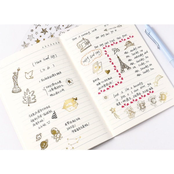 1 pussin Golden Planet -koristelutarrojen käsikirjapäiväkirja style4
