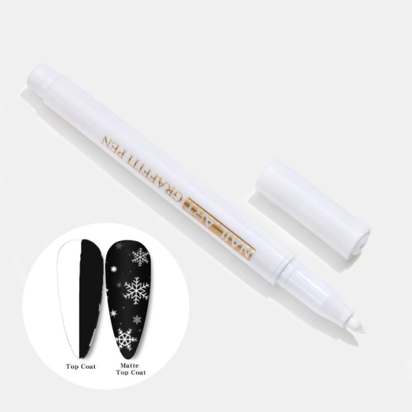 Nail Art Graffiti Penna Abstrakta Linjer VIT white