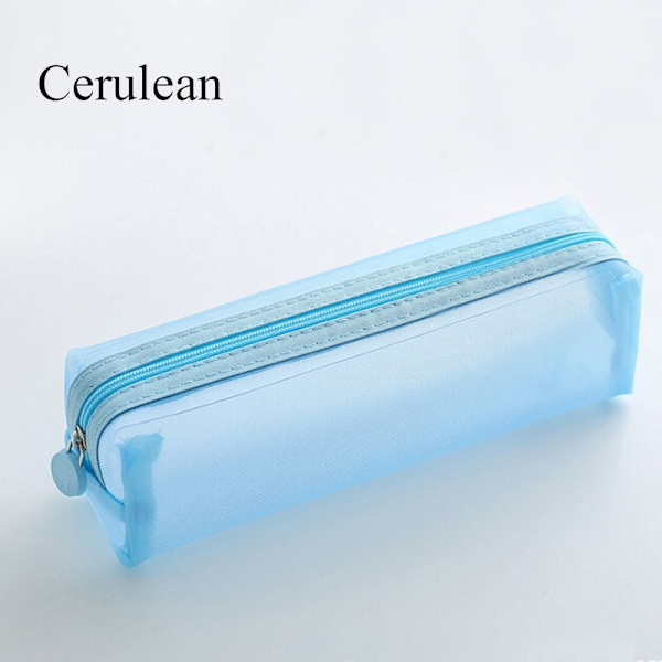 Glidelås Blyantveske Mesh Pen Bag Kosmetisk oppbevaring CERULEAN cerulean