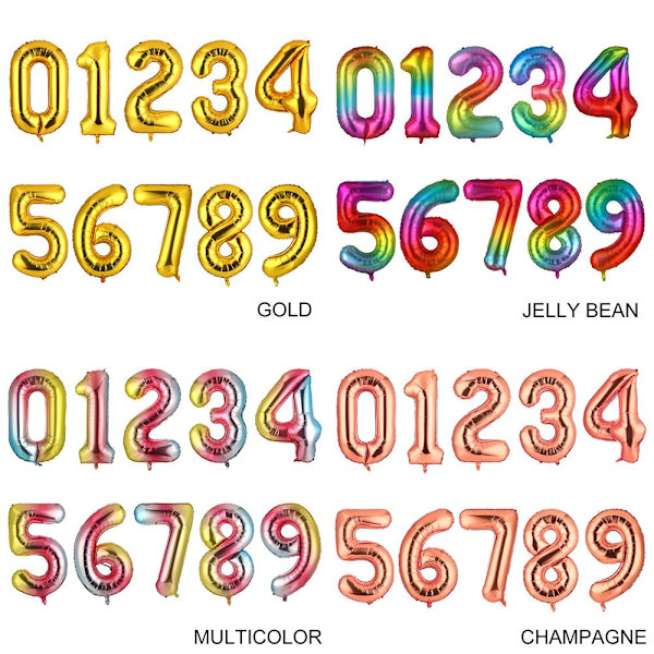 40" Nummer folieballon ciffer helium MULTICOLOR NUMMER 7 NUMMER multicolor Number 7-Number 7