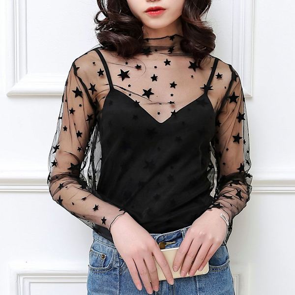Mesh blusar Toppar Dam Toppar SVART 4 Black 4