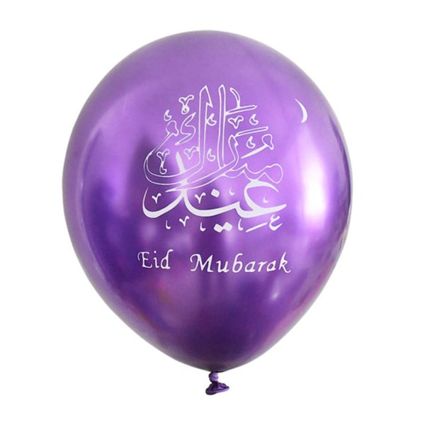 10st Eid Mubarak ballonger metall latex ballonger LILA purple