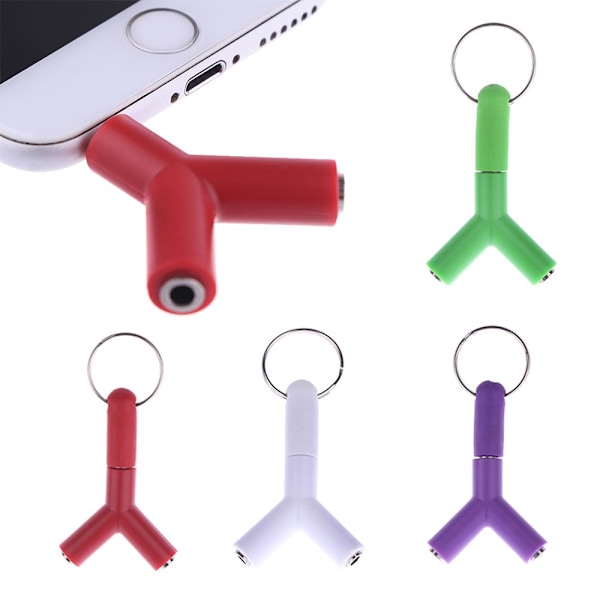3,5 mm dobbel jack-adapter øretelefon Y-splitter 1 hann til 2 black