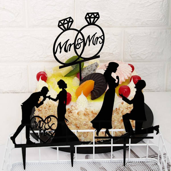 Cake Topper Akryl Dekor Brudgom Mrs Mrs BLACK B black