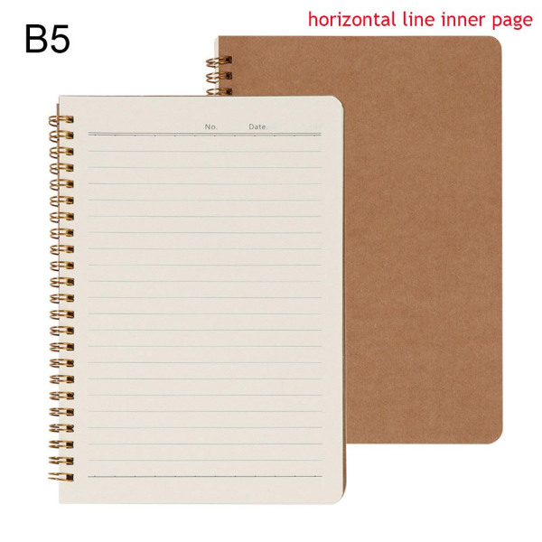 Kraft Paper Notebook Coil Notebooks B5 B5 HORISONTAL LINE INNER B5