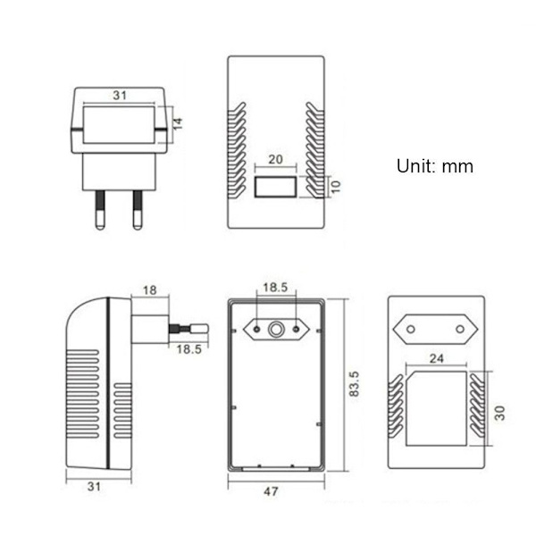 POE-suuttimen power . 18V 1A 18V 1A