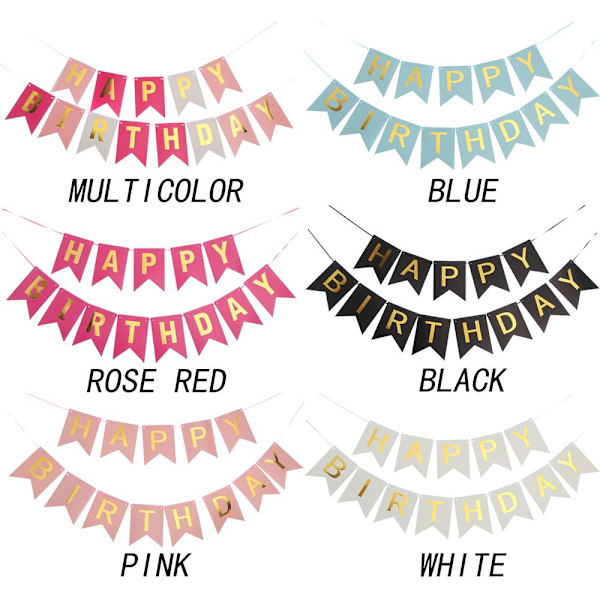 Punting Banner Hanging String liput Kultakirjaimet MUSTA black